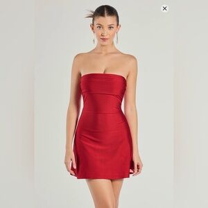 Strapless Red Evening Dress